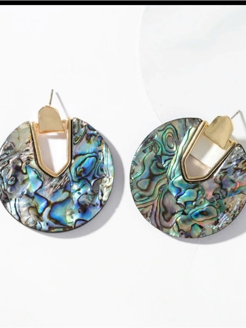Circle abalone shell earrings